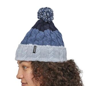 Patagonia cable knit wool beanie Pom Pom Glacier Stripe